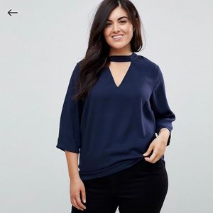 JUNAROSE KEYHOLE DETAIL WOVEN TOP